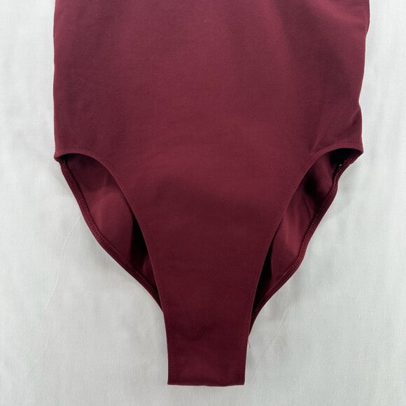 Lioness Bodysuit  Womens M Low Cut Adjustable Strap Sleeveless Backless Burgundy - Picture 4 of 11